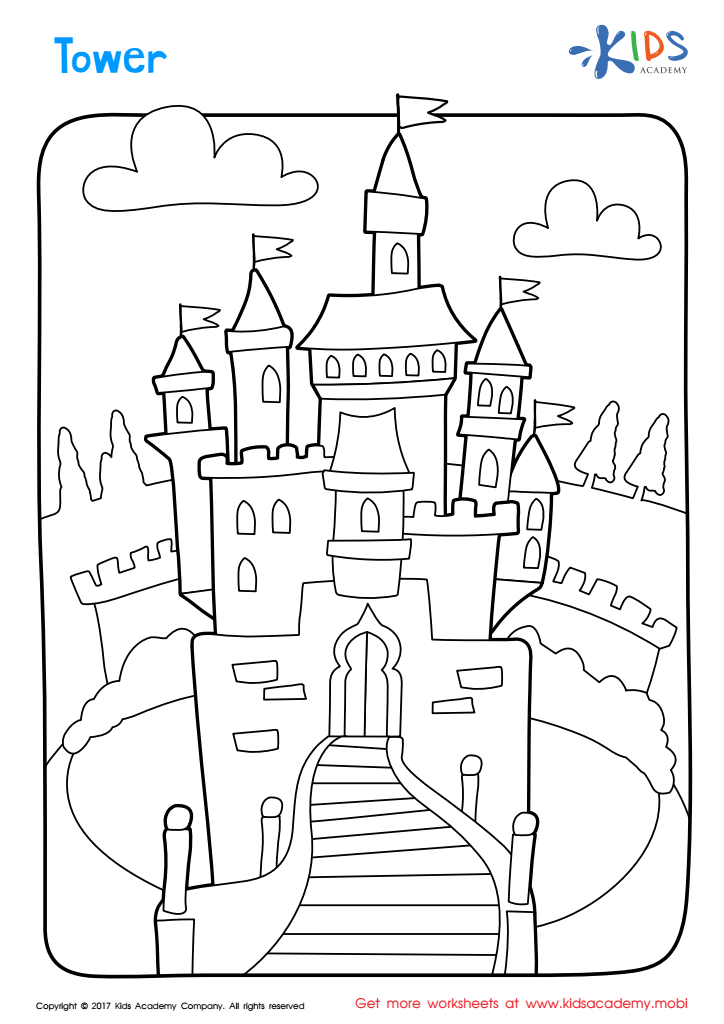Tower Coloring Page: Free Printable Worksheet for Kids