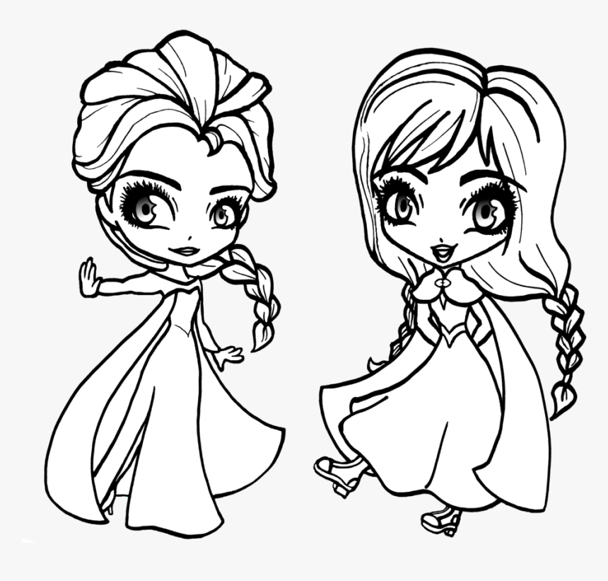 Baby Elsa And Anna Coloring Pages, HD Png Download - kindpng