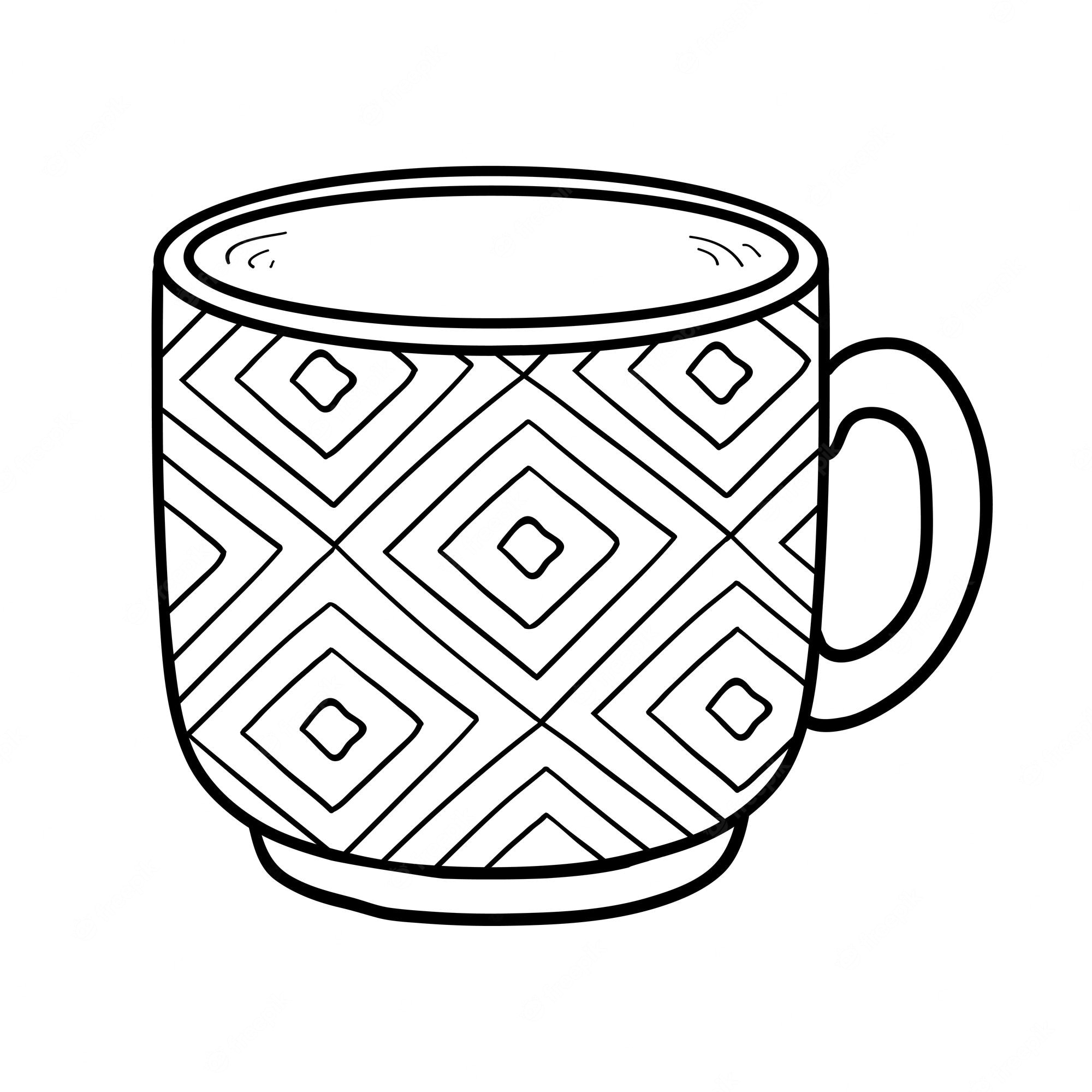 Premium Vector | Coloring book for children, cup with a geometric pattern