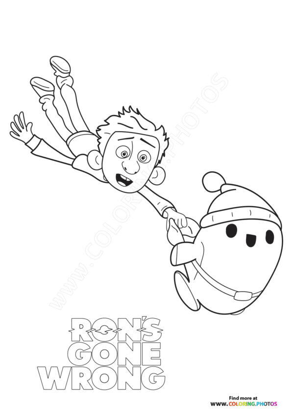 Ron draging Barney Coloring Pages - Ron's Gone Wrong Coloring Pages - Coloring  Pages For Kids And Adults