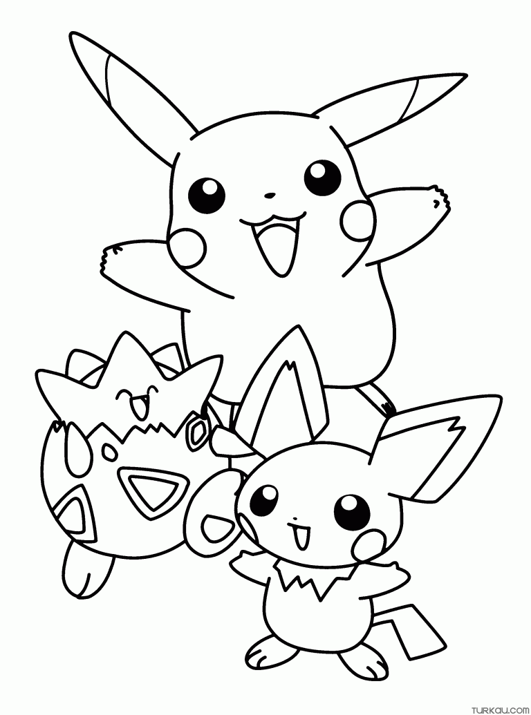 Pikachu Togepi Pichu Pokemon Coloring Page » Turkau