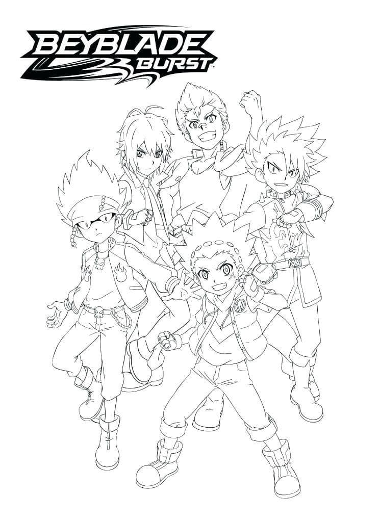 Beyblade Burst Characters Coloring Page - Anime Coloring Pages