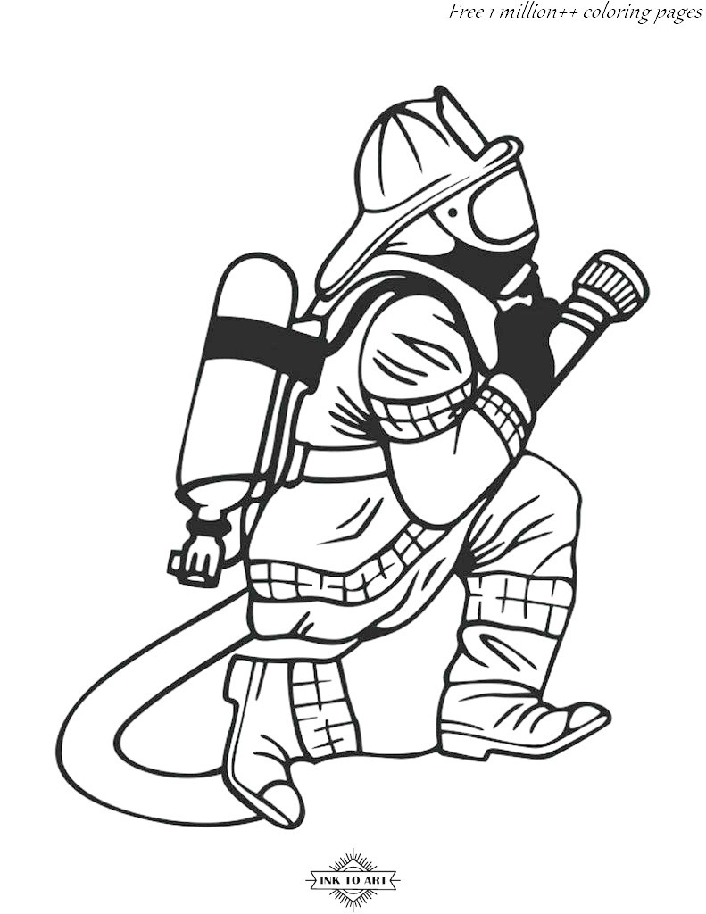 Fireman- Coloring pages – InktoArt | Ink to Art