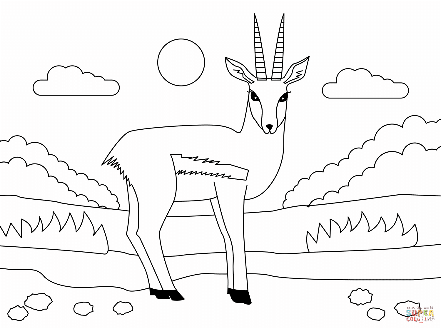 Gazelle coloring page | Free Printable Coloring Pages
