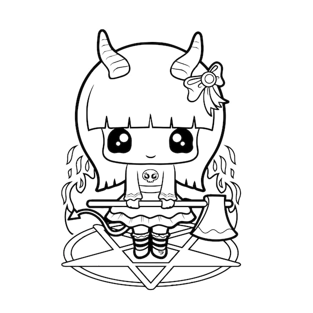 Pastel Goth Coloring Page Creepy Kawaii ...