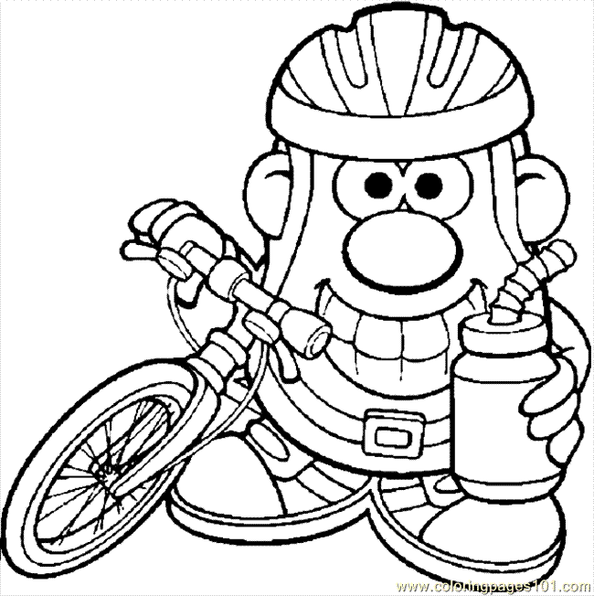 Mr Potato With A Bike Coloring Page - Free Bikes Coloring Pages ...