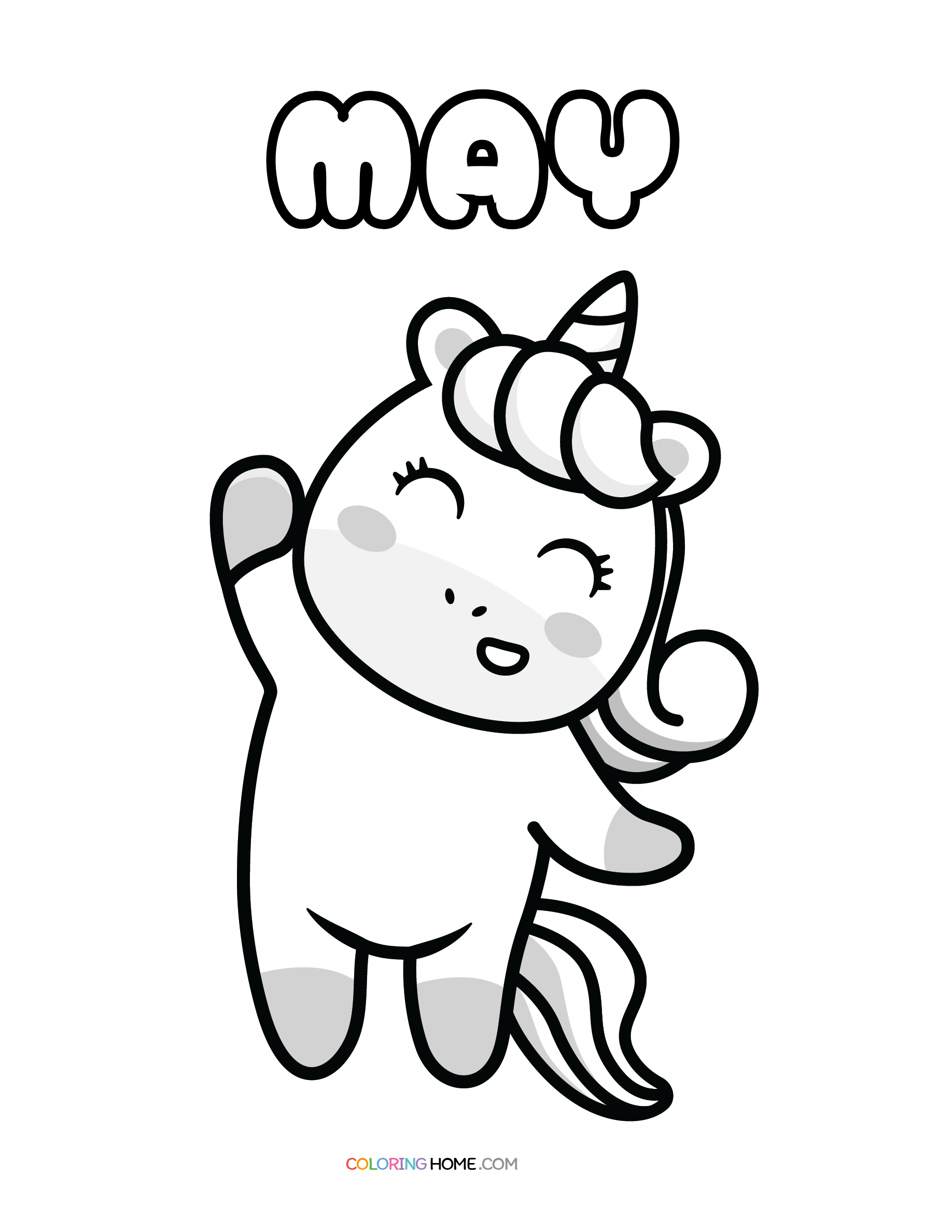 May unicorn coloring page