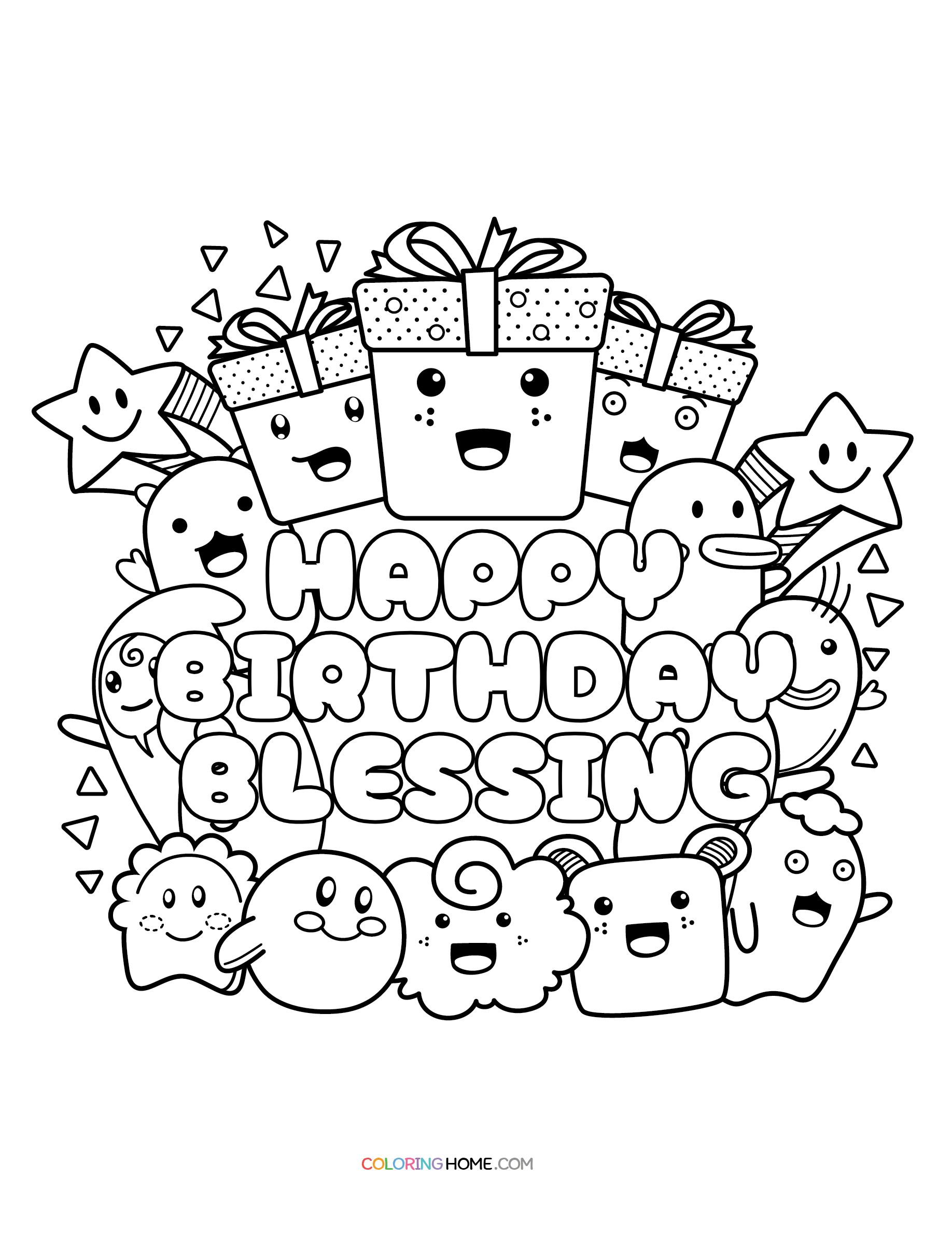 Happy Birthday Blessing coloring page
