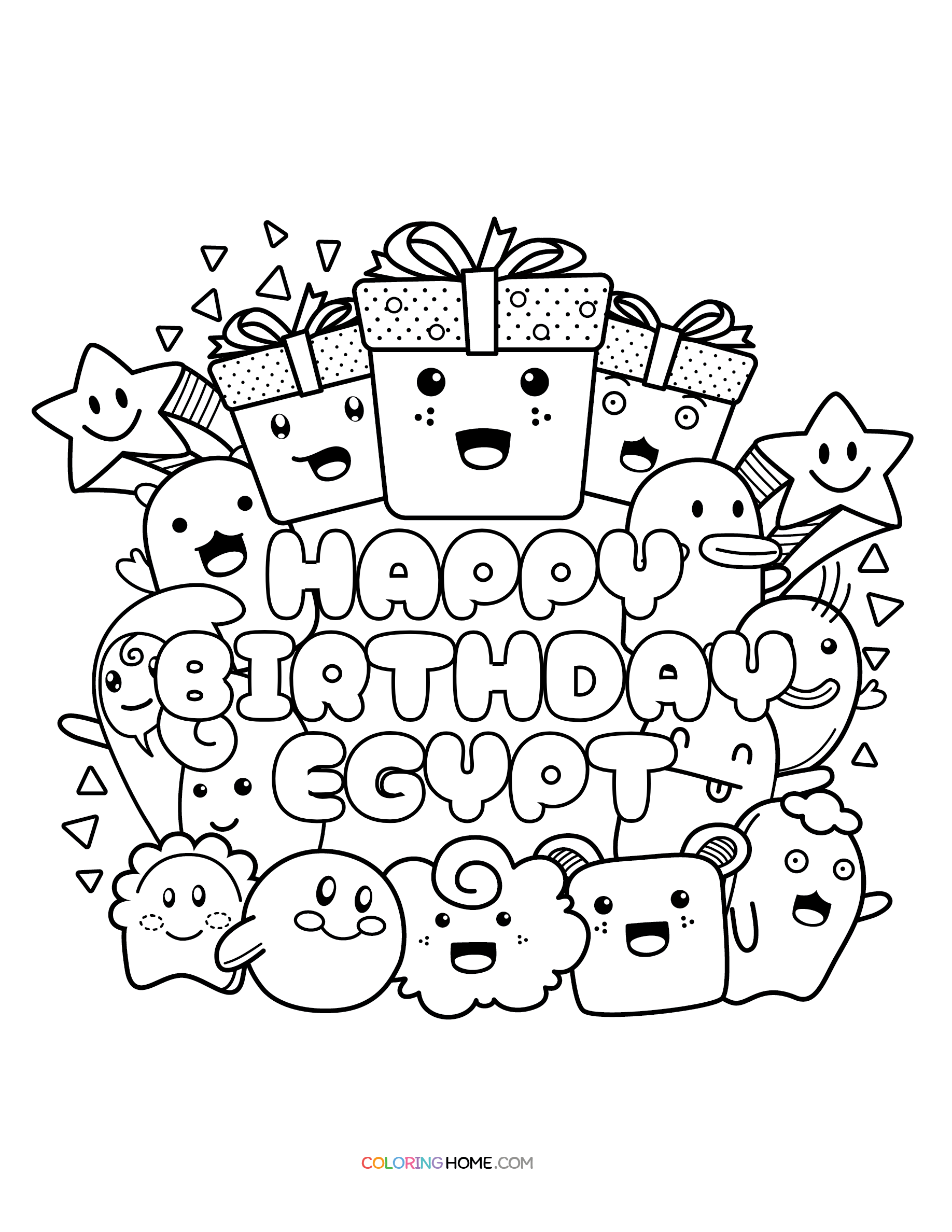 Happy Birthday Egypt coloring page