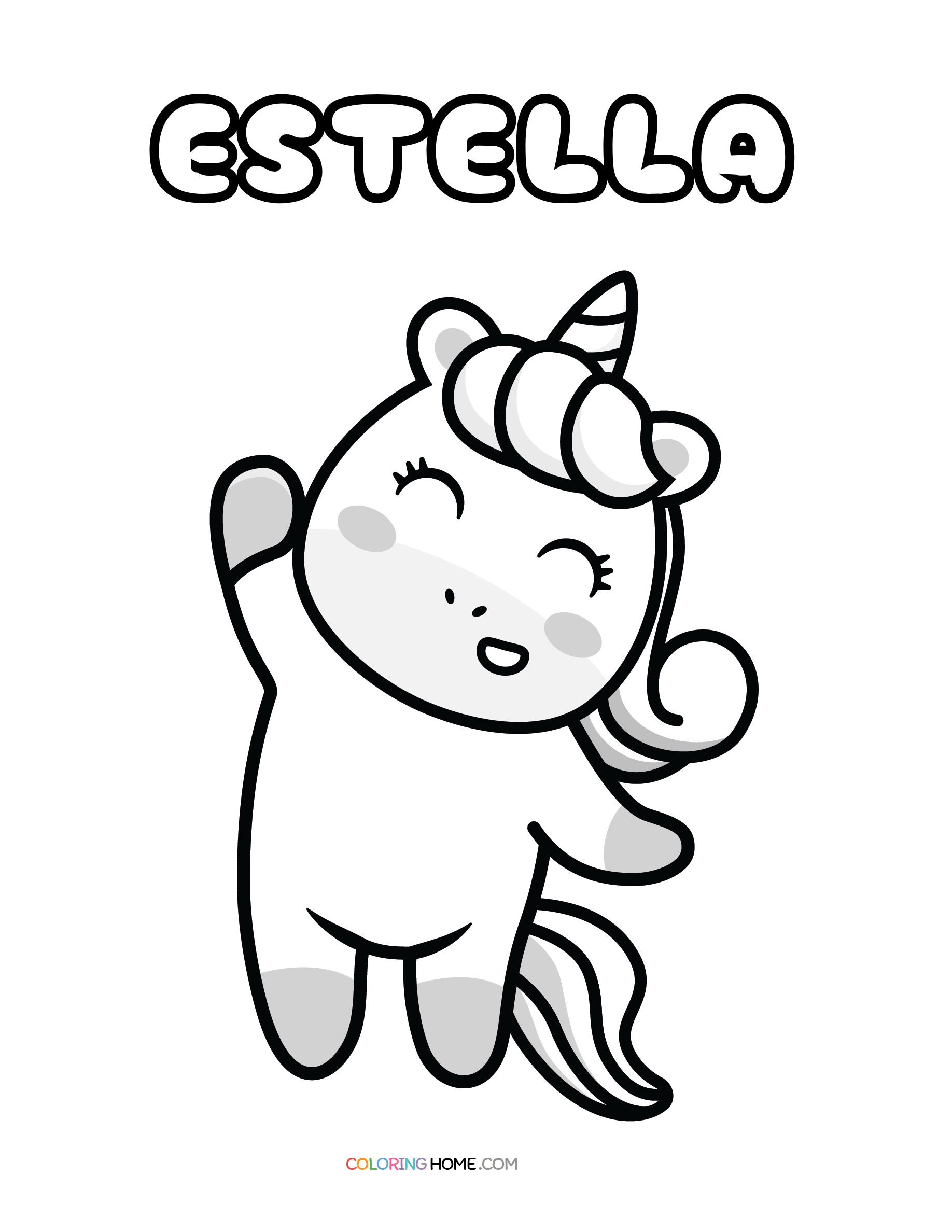 Estella unicorn coloring page