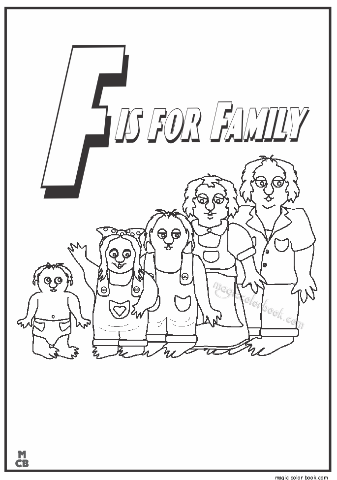 F is for Family Coloring Pages 01