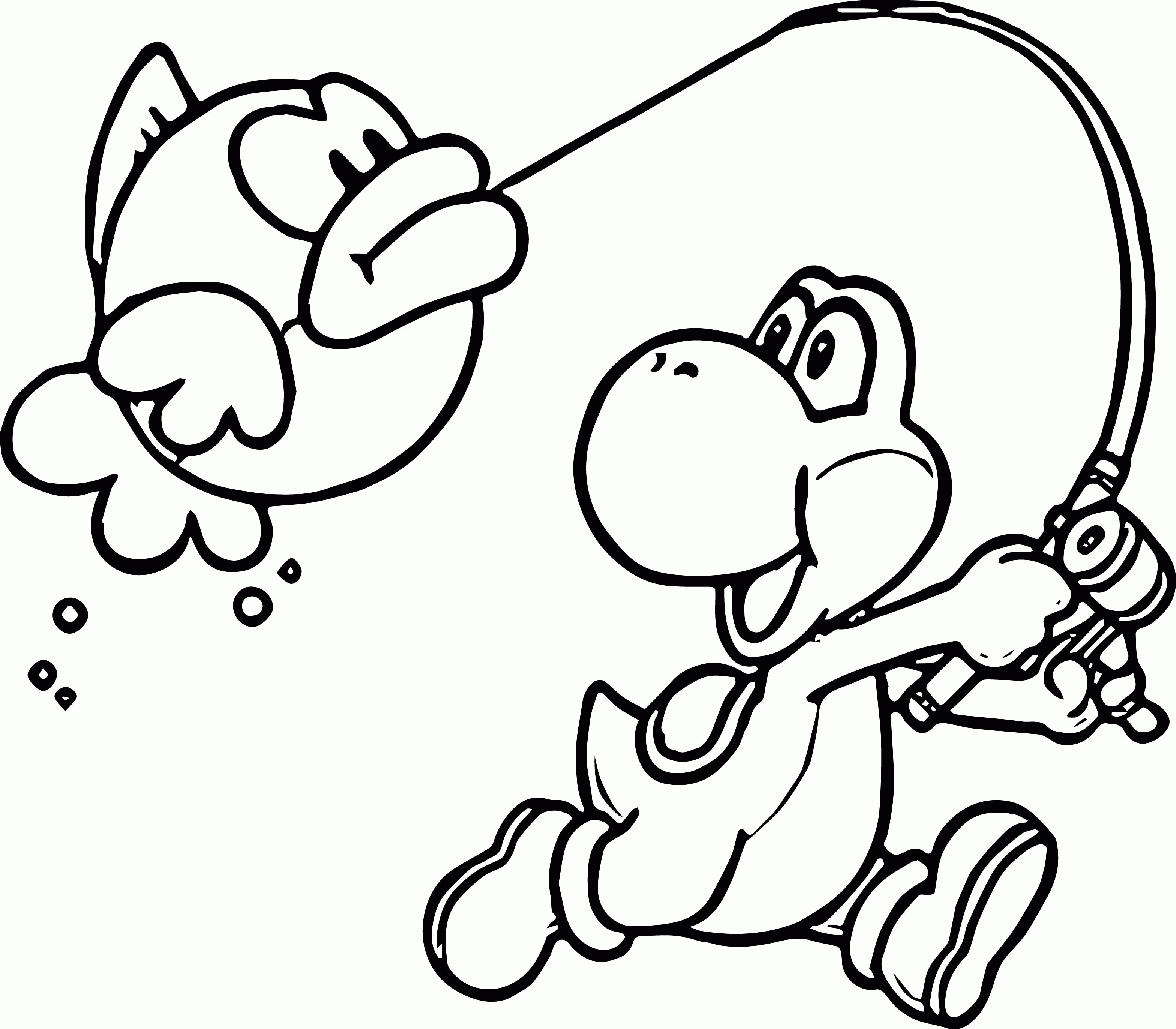 Yoshi Nintendo Catch Fish Coloring Page | Wecoloringpage