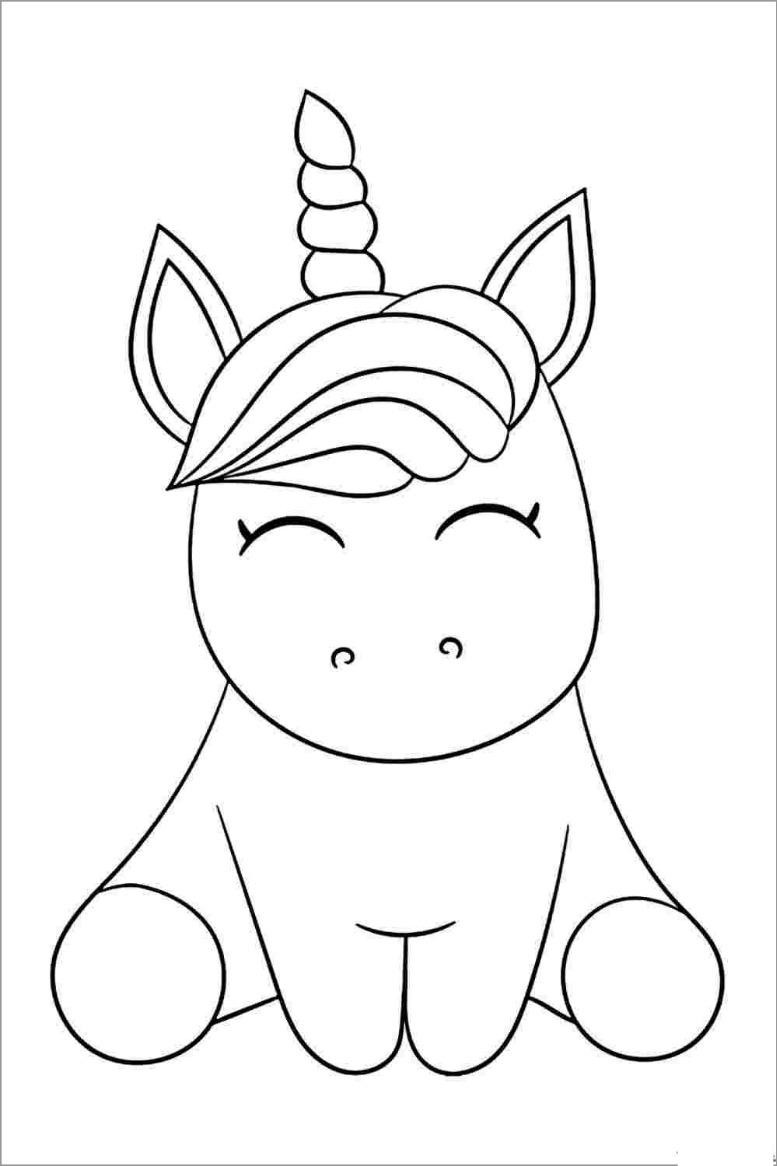 Cute Baby Unicorn Coloring Page - ColoringBay