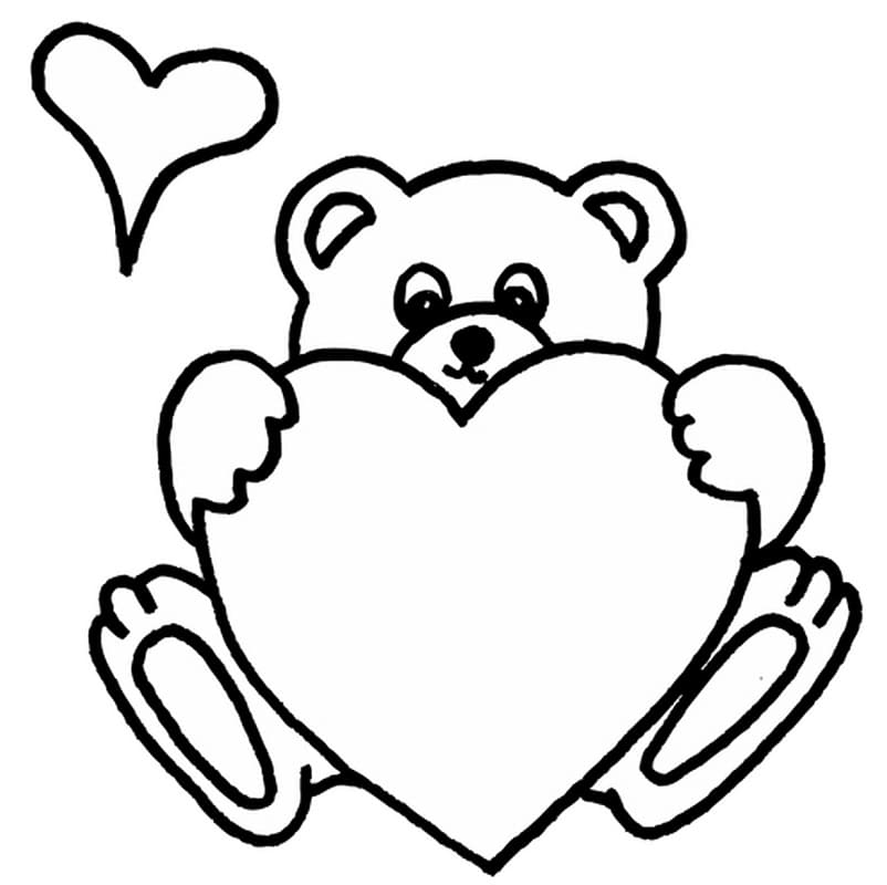 Love Teddy Bear Coloring Page - Free Printable Coloring Pages for Kids