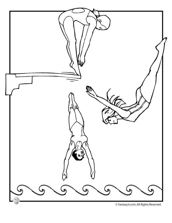 Olympic Women's Diving Team Coloring Page | Woo! Jr. Kids Activities :  Children's Publishing