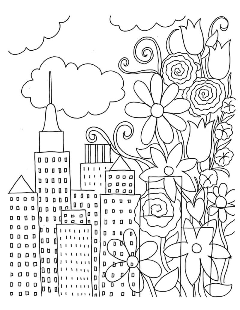 Modern City Mindfulness Coloring Page - Free Printable Coloring Pages for  Kids