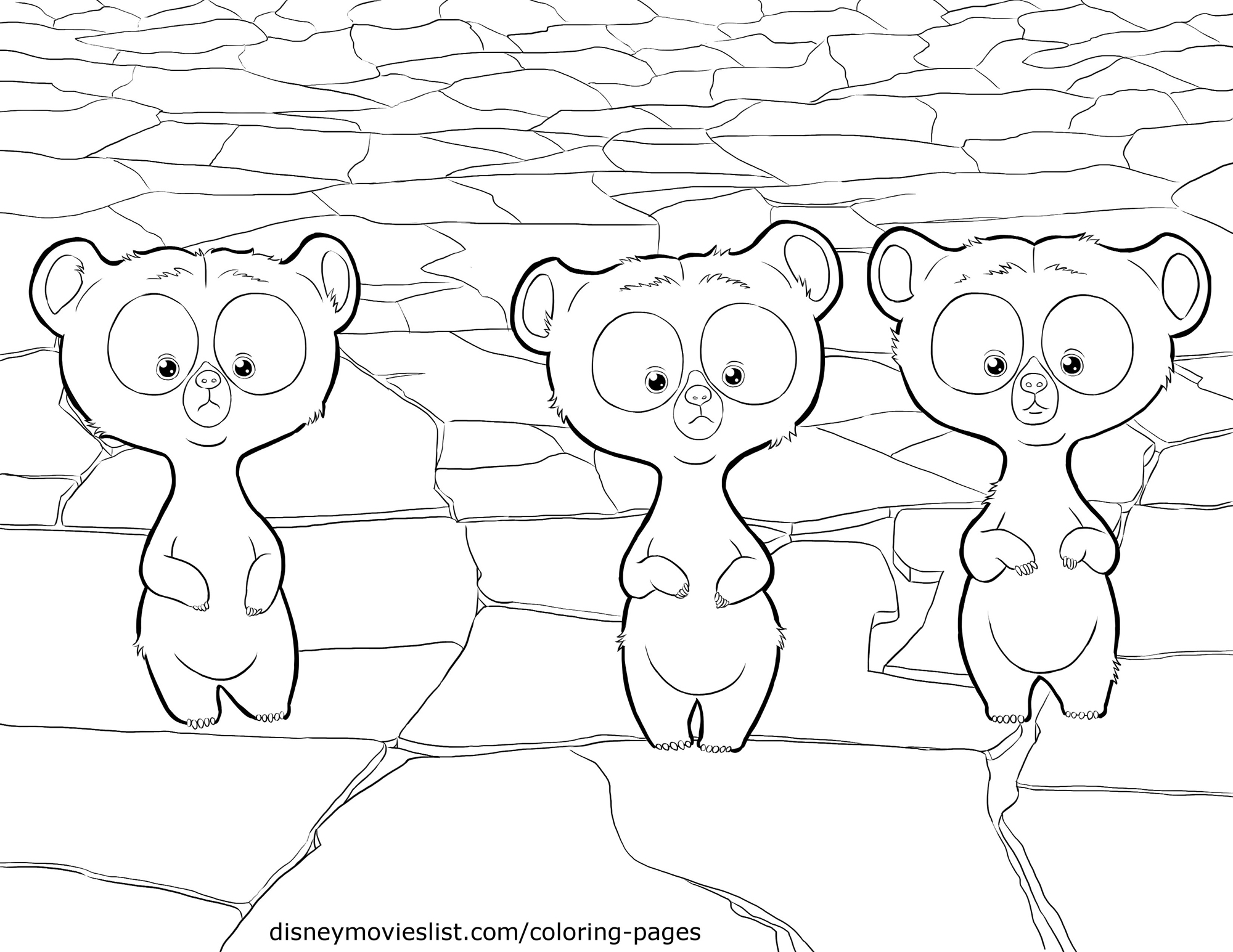 Bear Cub Triplets – Brave Coloring Pages – Disney Movies List
