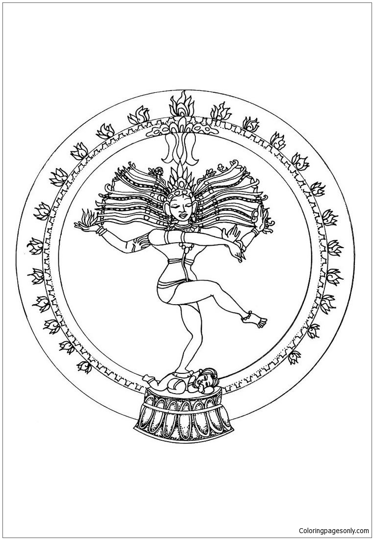 Indian Shiva Dance Mandala Coloring Page - Free Coloring Pages Online