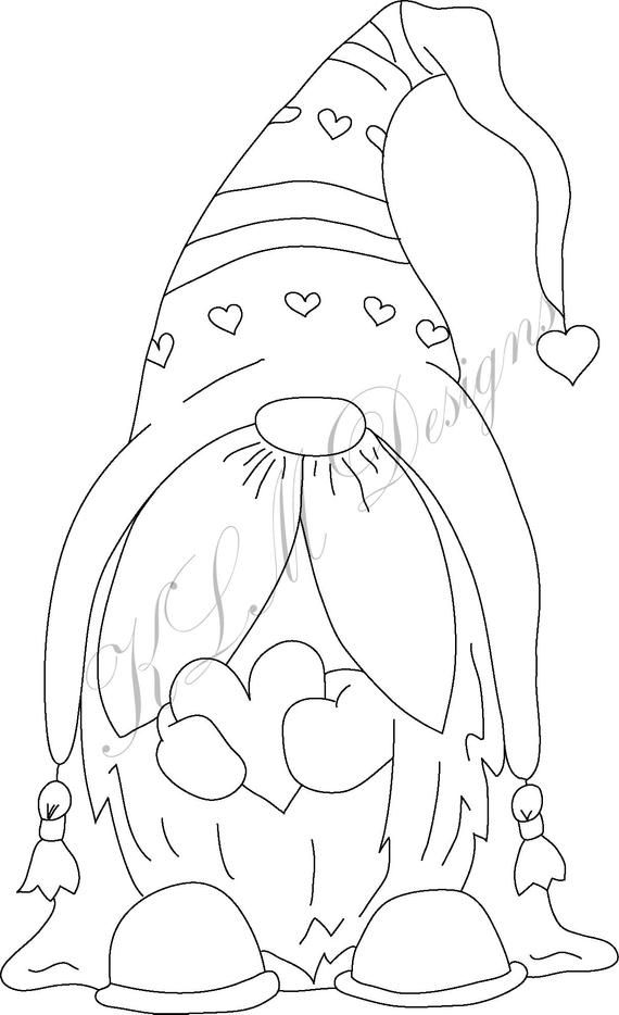 Valentines Gnome Coloring Pages