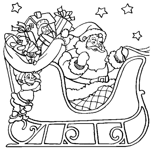 Free Santa Sleigh Printable coloring page | Print & color Santa's Sleigh