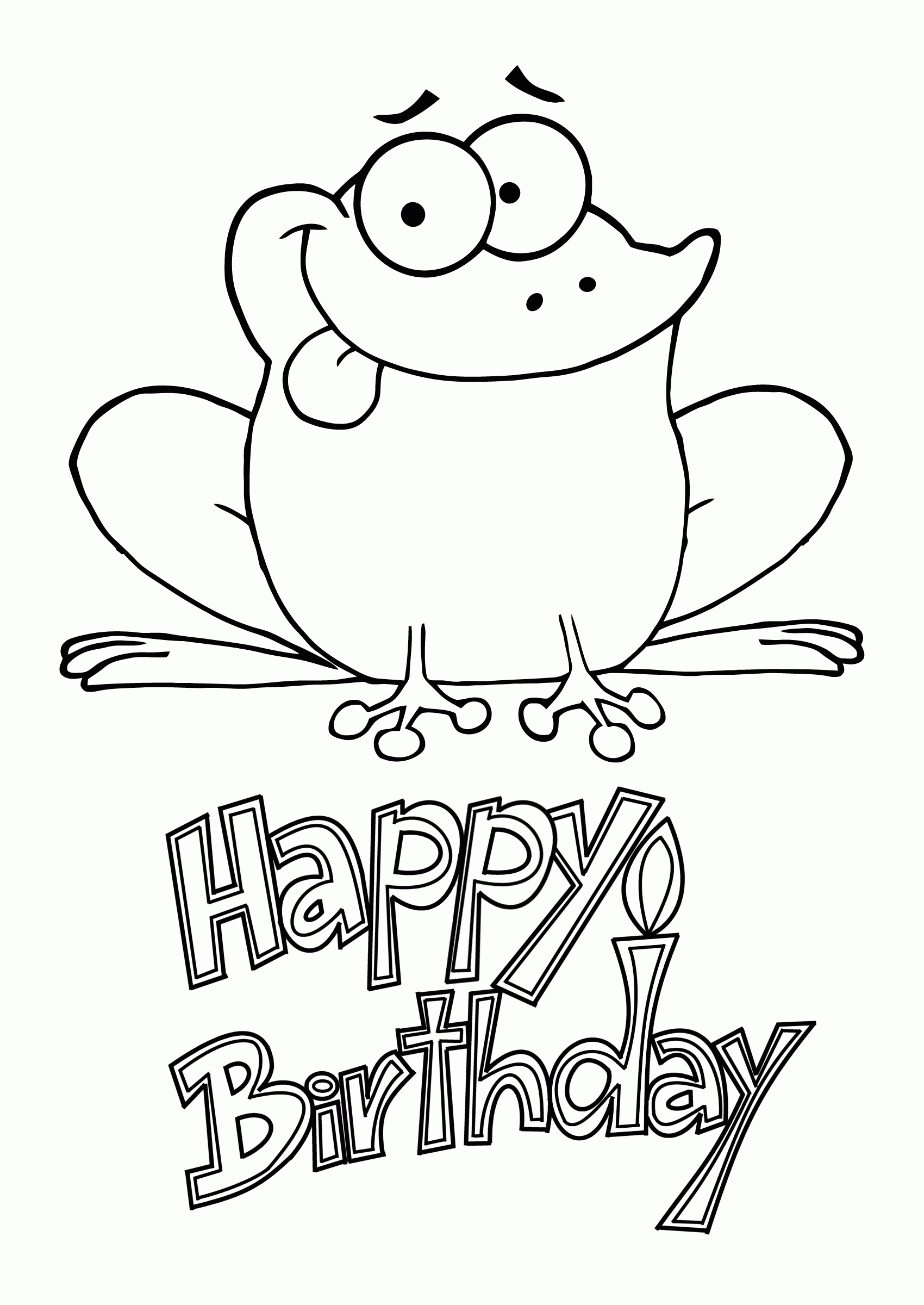 Happy Birthday Coloring Page With Frog