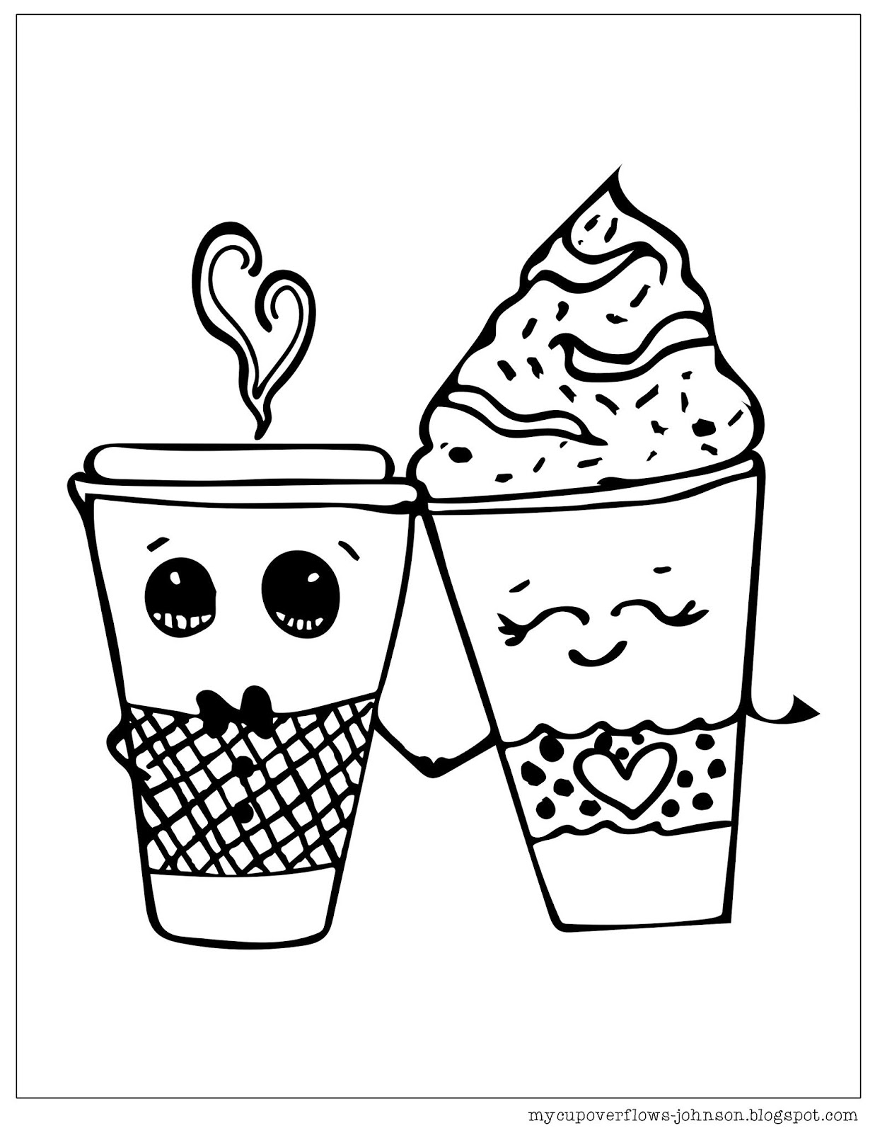 My Cup Overflows: Fall in Love Coloring Page