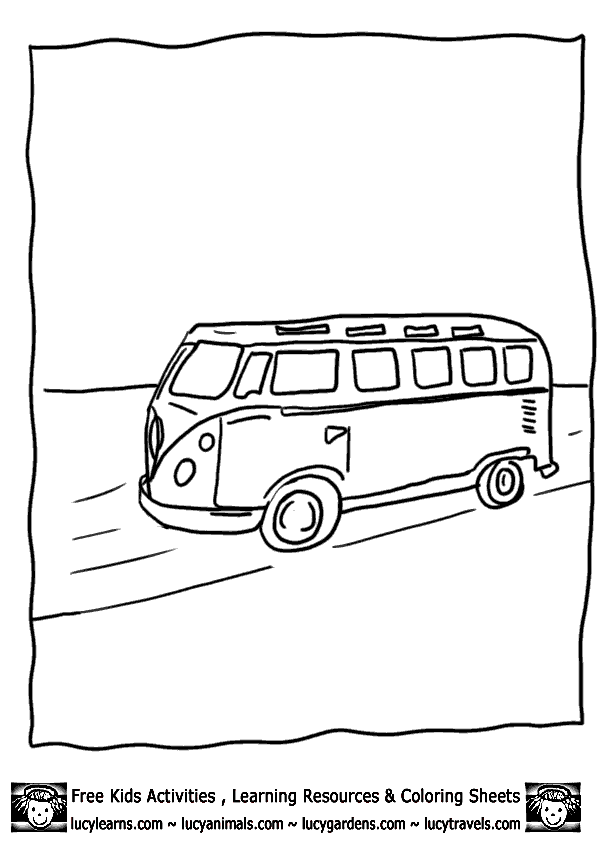 Free Car Coloring Pages VW Camper Van,Lucy's Camping Coloring | Vw art,  Cars coloring pages, Vw bus