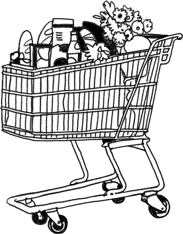 Download Grocery Cart Coloring Page 5 By John - Full Shopping Trolley  Drawing - Full Size PNG Image - PNGkit