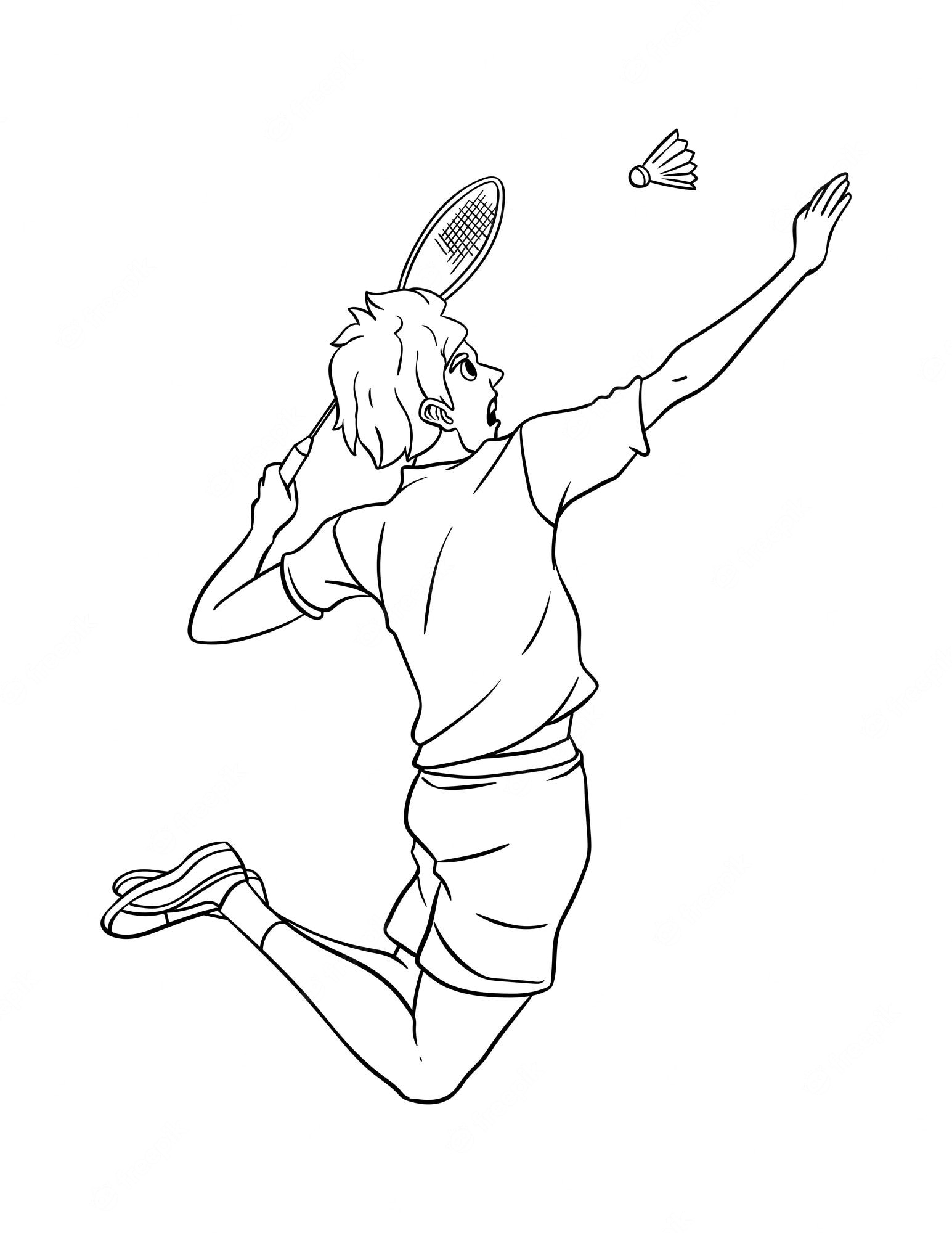 Premium Vector | Badminton isolated coloring page for kids