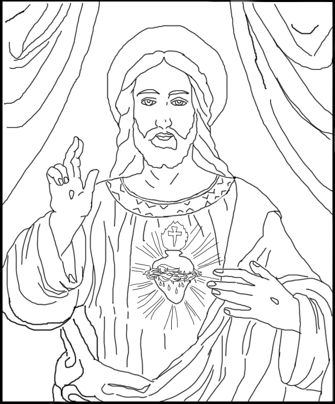 Free Coloring Page ~ The Sacred Heart of Jesus - Schola Rosa