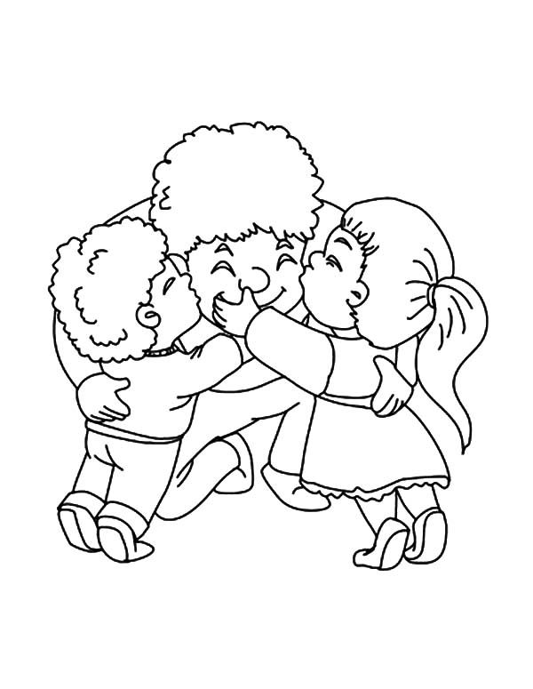 Best Dad Hugged by His Two Children Coloring Pages | Coloring pages, Baby coloring  pages, Kids hugging