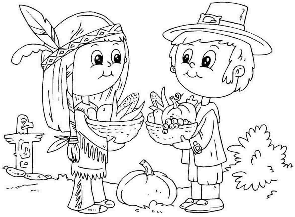 Thanksgiving Pilgrims - Coloring Pages for Kids and for Adults