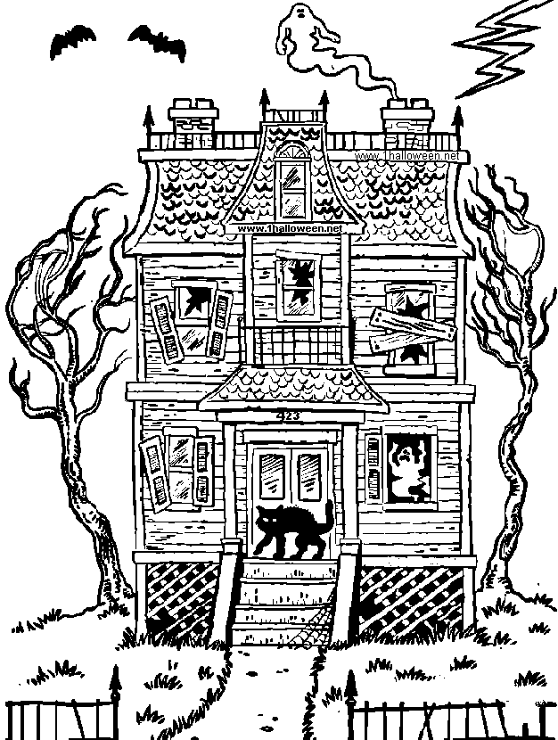 Halloween Coloring Page Haunted House