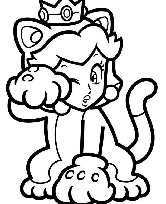 Coloring book princess dressed as a cat - Drukuj-Kolorowanki.pl
