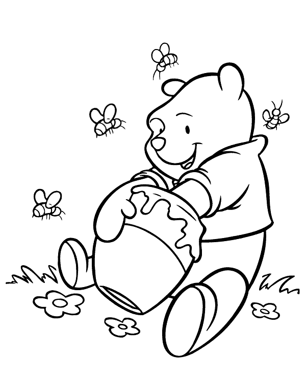 Pooh with honey pot coloring page - Topcoloringpages.net