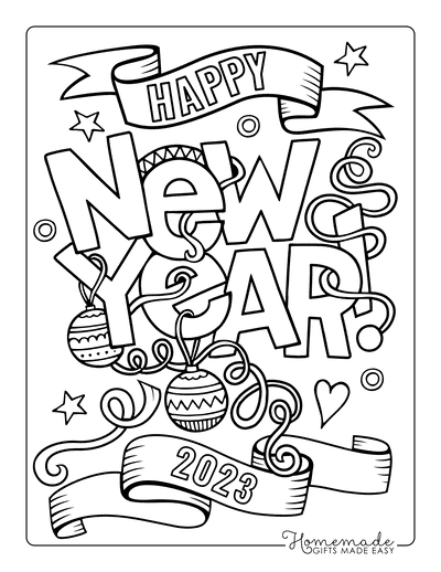 Free Printable New Year Coloring Pages for 2023