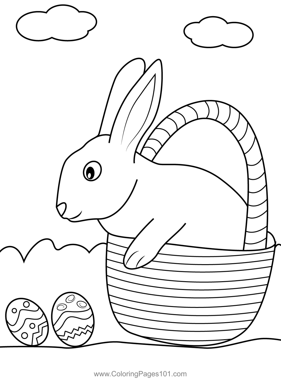 Easter Bunny in Basket Coloring Page for Kids - Free Easter Printable Coloring  Pages Online for Kids - ColoringPages101.com | Coloring Pages for Kids
