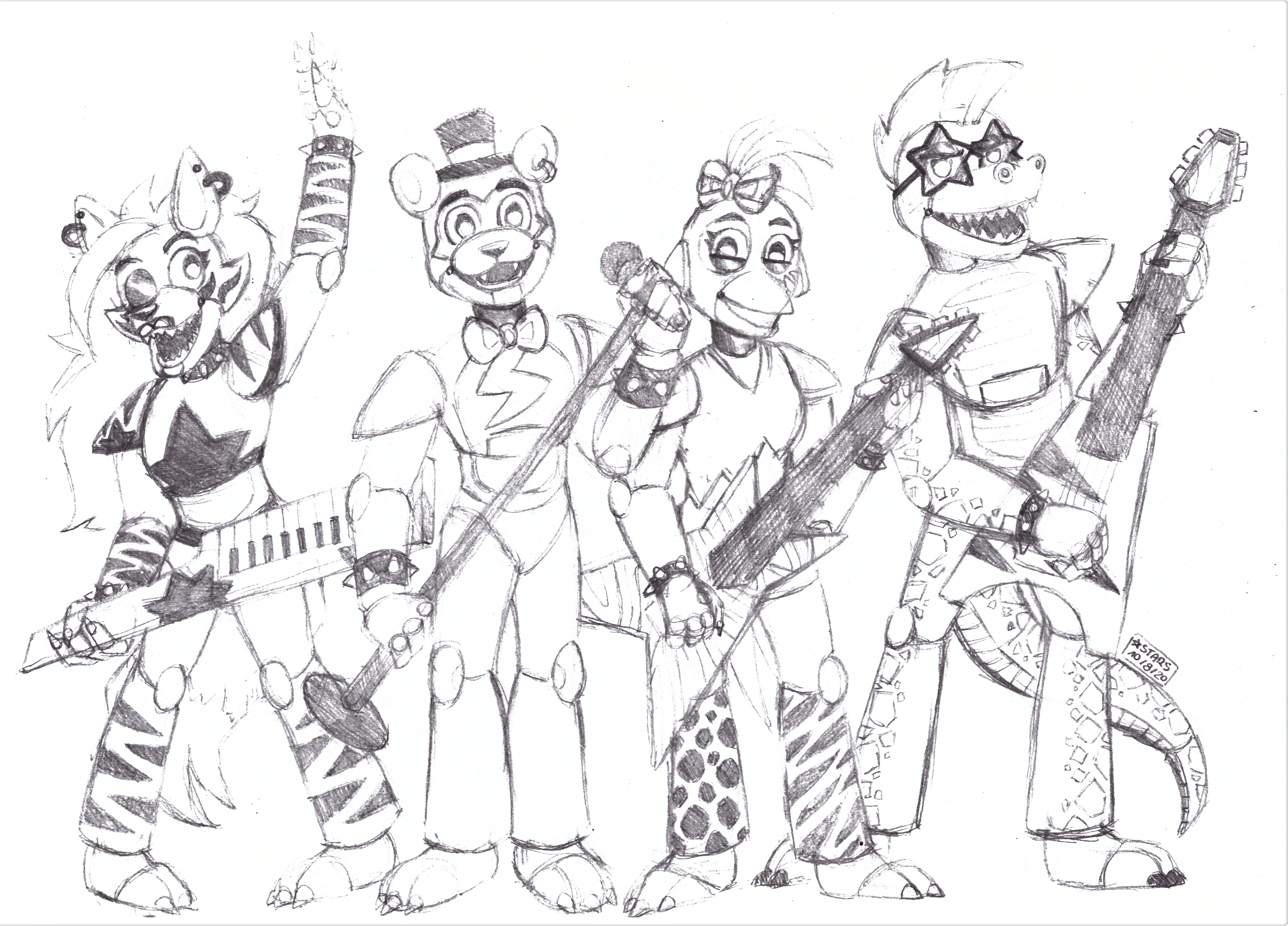 ☆ fnaf:sb / wip| finally got around to drawing the glamrocks! honestly love  their desings, especially chica and roxanne! i plan on finishing this  digitally at some point. : r/fivenightsatfreddys