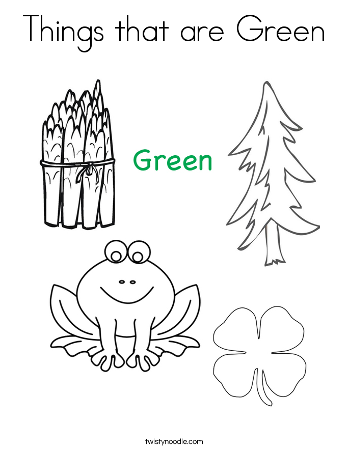 Things that are Green Coloring Page - Twisty Noodle