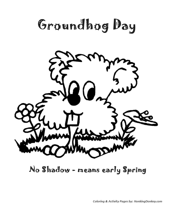 Groundhog Day Coloring Pages - No Shadow means early Spring ...