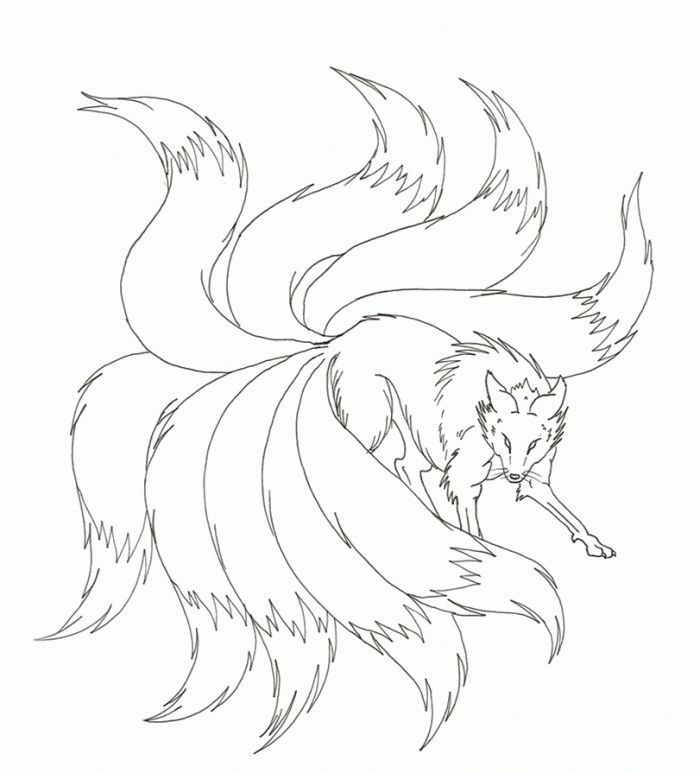 Printable Nine Tailed Fox Coloring Pages | Fox coloring page, Fox drawing,  Fox art