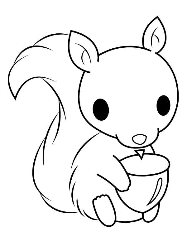 Baby Squirrel With Acorn Coloring Page | Squirrel coloring page, Coloring  pages, Thanksgiving coloring pages