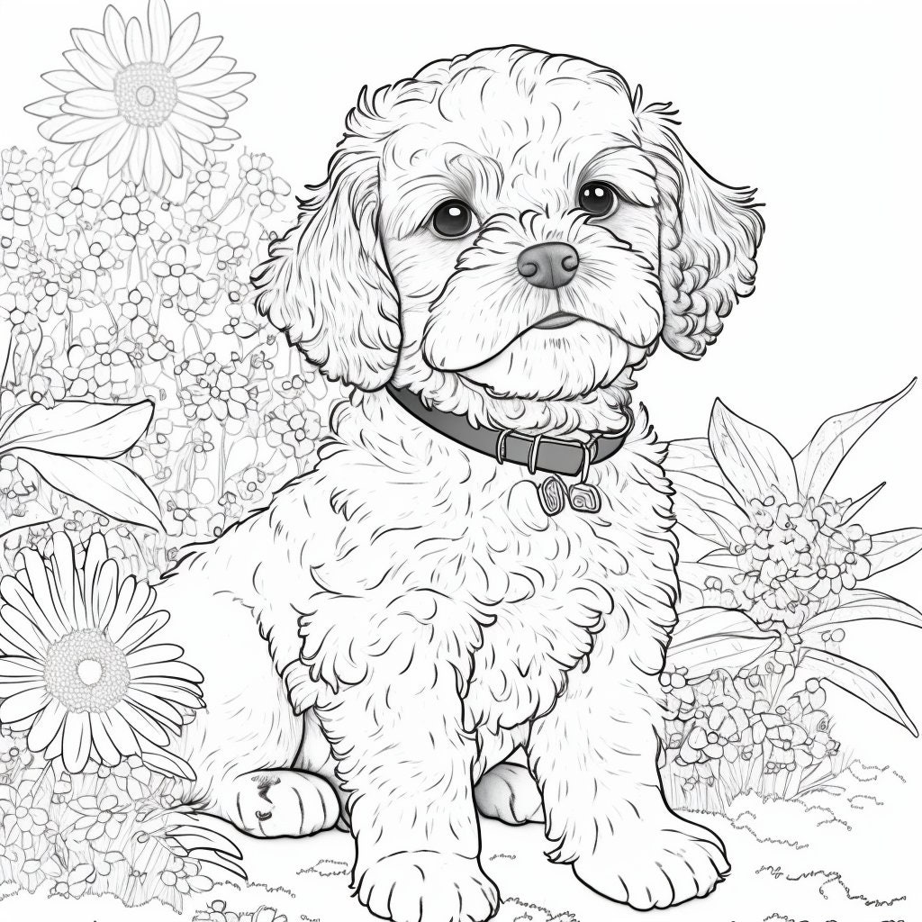 40 Coloring Pages of Cute Dogs for Children Coloring Pages - Etsy