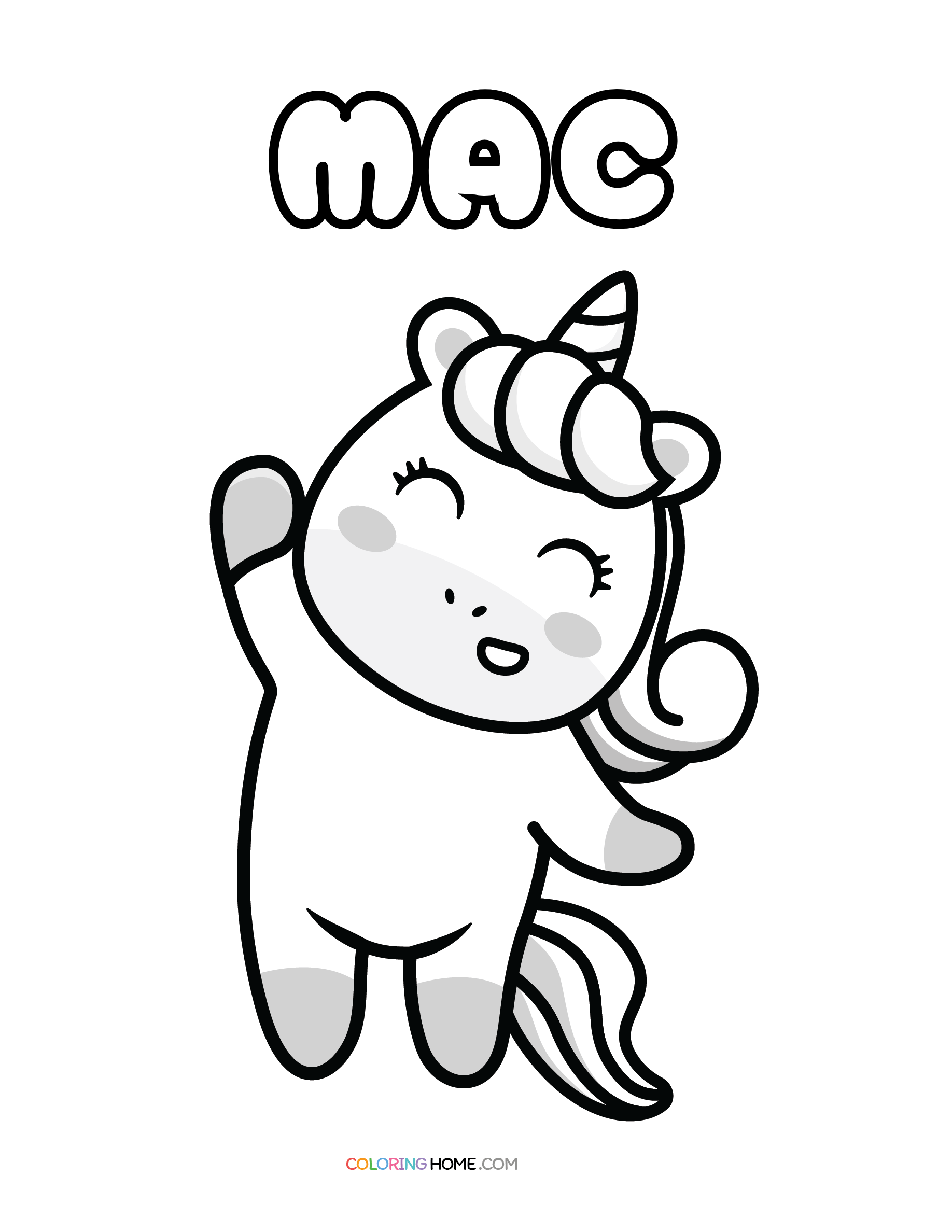 Mac unicorn coloring page