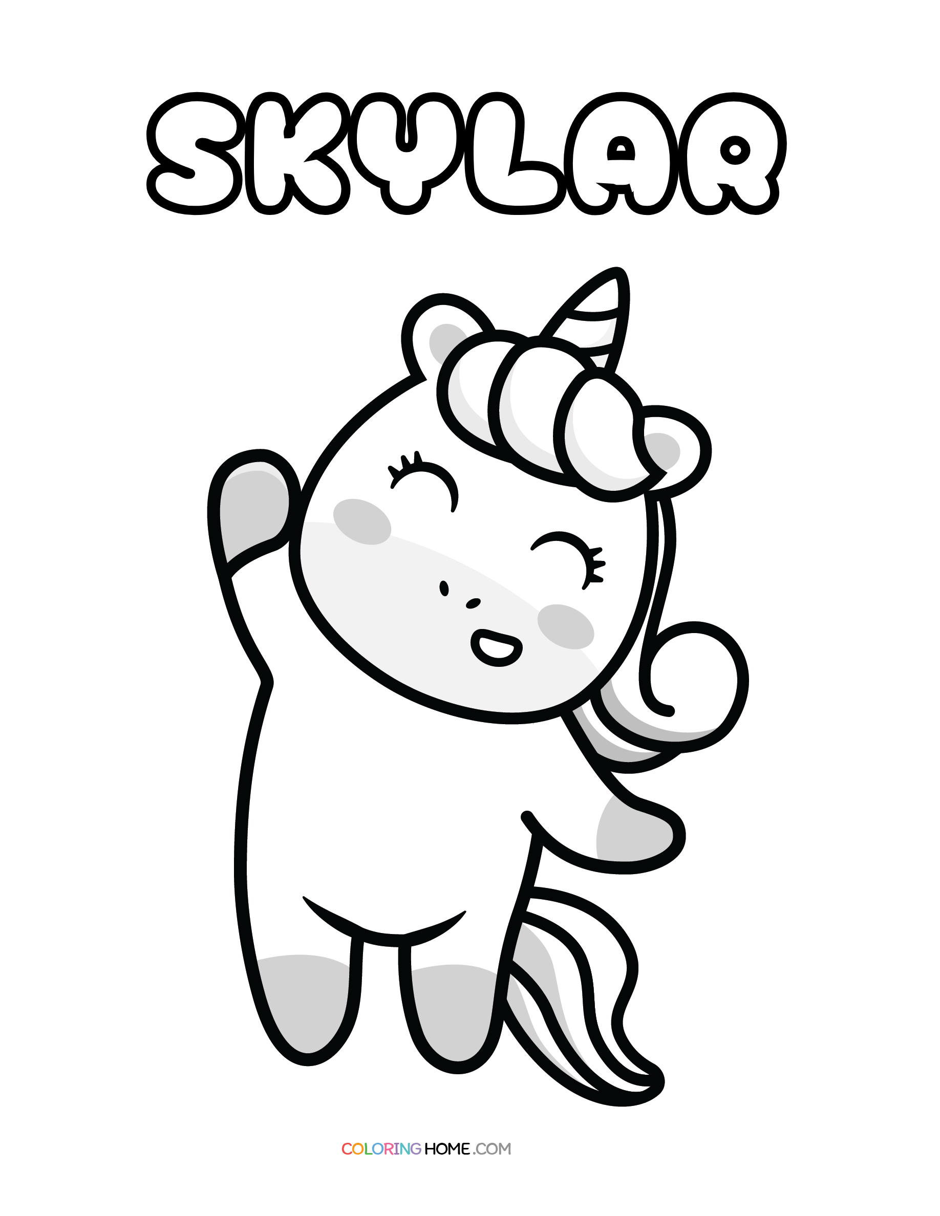 Skylar unicorn coloring page