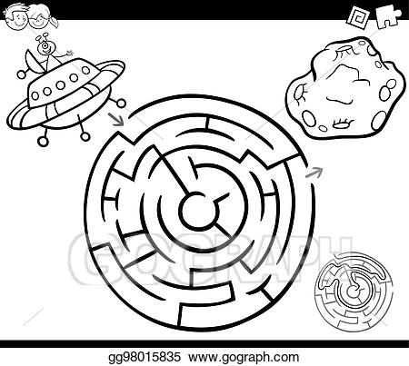 Vector Art - Maze with ufo coloring page. Clipart Drawing gg98015835 -  GoGraph