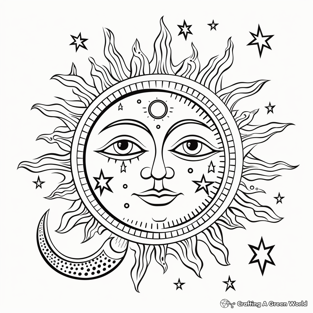 Sun And Moon Coloring Pages - Free ...