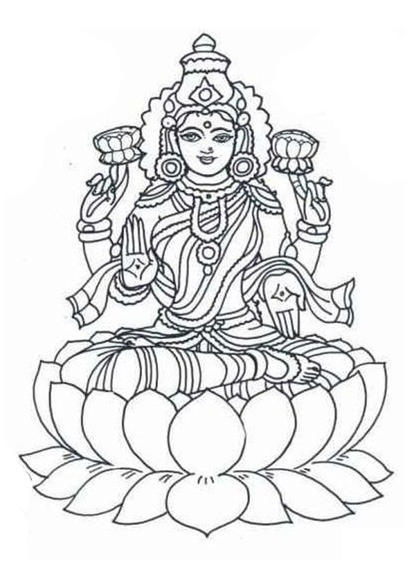 Coloring Pages | Goddess Laxmi Coloring Page For Toddlers