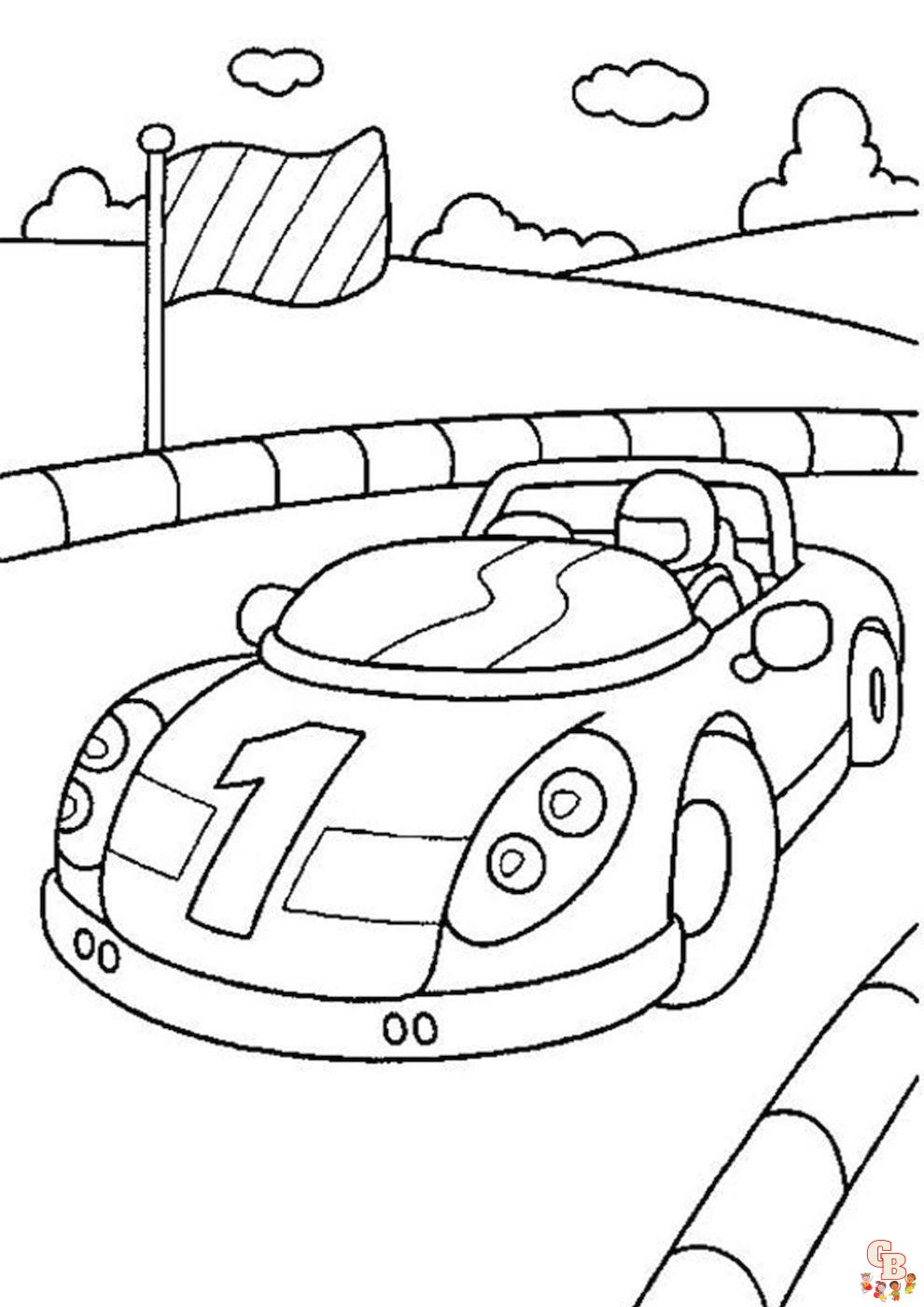 Race Car Coloring Pages - Free Printable Sheets for Kids | GBcoloring