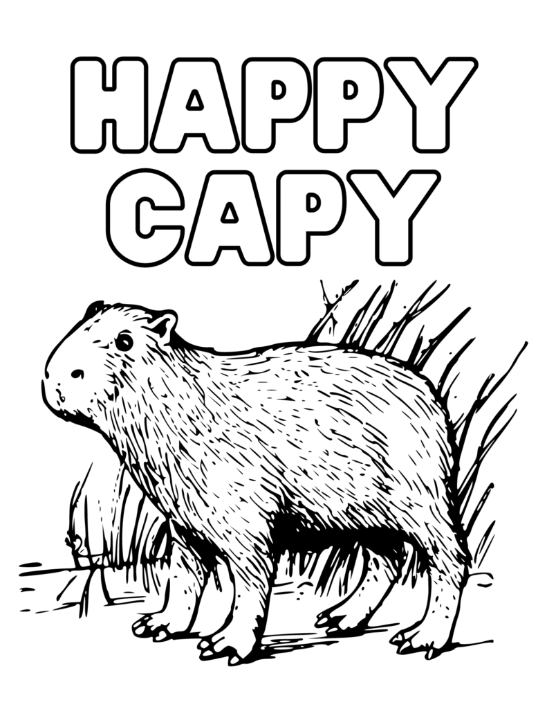 Free Capybara Coloring Pages to Print at Home